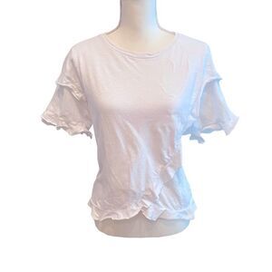 Derek Lam Collective White Ruffle Top Size Medium